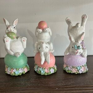 Set of 3 Playing Bunnies with Eggs by Valerie